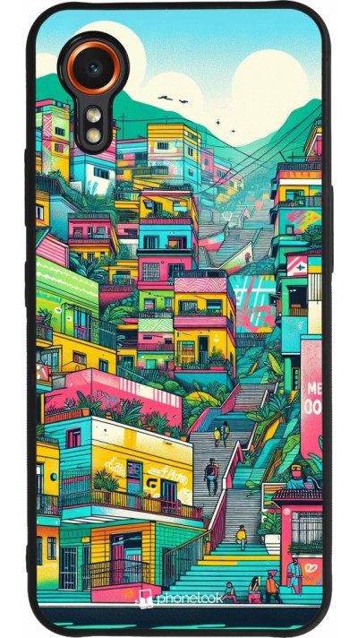 Coque Samsung Galaxy XCover 7 - Silicone rigide noir Medellin Comuna 13 Art