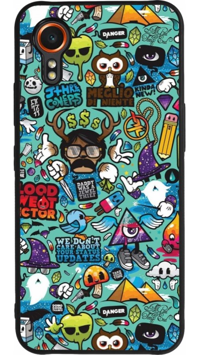 Coque Samsung Galaxy XCover 7 - Silicone rigide noir Mixed Cartoons Turquoise