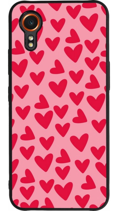 Coque Samsung Galaxy XCover 7 - Silicone rigide noir Mom 2024 petits coeurs