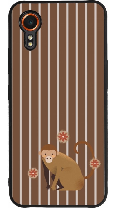 Coque Samsung Galaxy XCover 7 - Silicone rigide noir Monkey with stripes