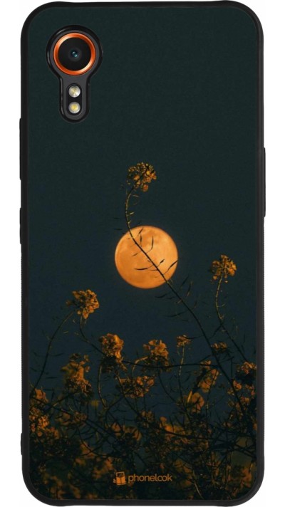 Coque Samsung Galaxy XCover 7 - Silicone rigide noir Moon Flowers
