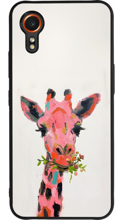 Coque Samsung Galaxy XCover 7 - Silicone rigide noir Pink Girafe Paint