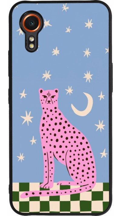 Coque Samsung Galaxy XCover 7 - Silicone rigide noir Pink leopard with stars 2026