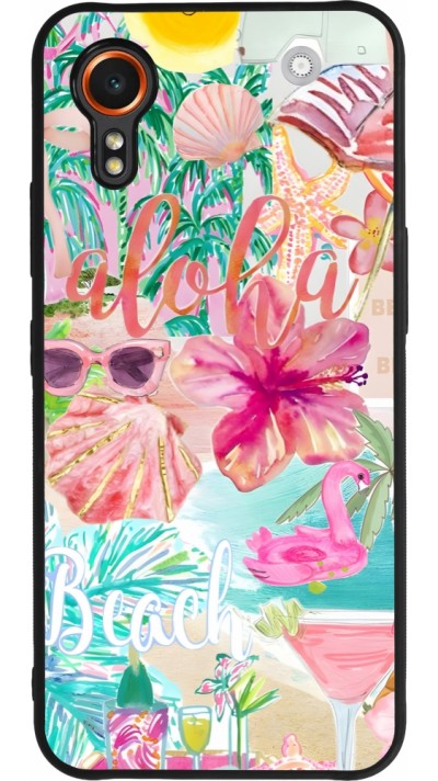 Samsung Galaxy XCover 7 Case Hülle - Silikon schwarz Preppy Collage Aloha