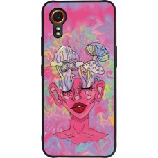 Samsung Galaxy XCover 7 Case Hülle - Silikon schwarz Psychedelic pink mushroom