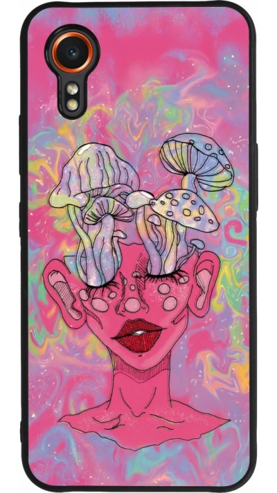 Samsung Galaxy XCover 7 Case Hülle - Silikon schwarz Psychedelic pink mushroom