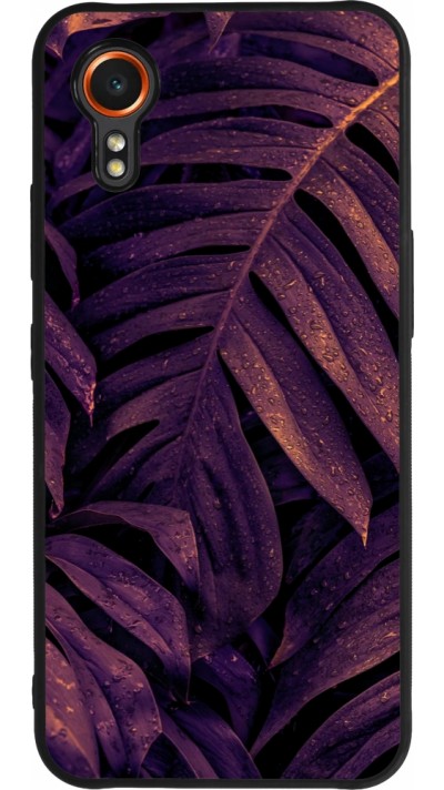Samsung Galaxy XCover 7 Case Hülle - Silikon schwarz Purple Light Leaves