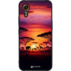 Samsung Galaxy XCover 7 Case Hülle - Silikon schwarz Safari Sonnenuntergang Wildtiere