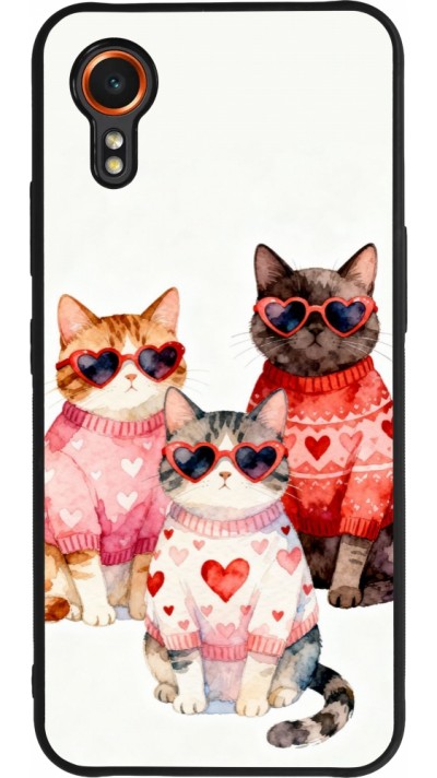 Samsung Galaxy XCover 7 Case Hülle - Silikon schwarz Saint Valentines Day 26 Cat Love