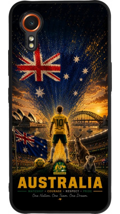 Coque Samsung Galaxy XCover 7 - Silicone rigide noir Football Australie splash 2026