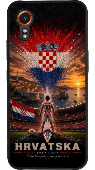 Coque Samsung Galaxy XCover 7 - Silicone rigide noir Football Croatie splash 2026