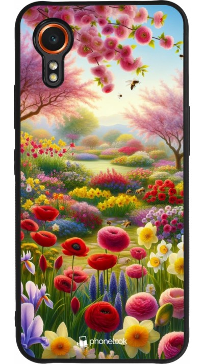 Coque Samsung Galaxy XCover 7 - Silicone rigide noir Spring 25 Bouquet printemps