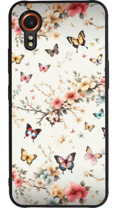 Coque Samsung Galaxy XCover 7 - Silicone rigide noir Spring 25 Papillons Légers