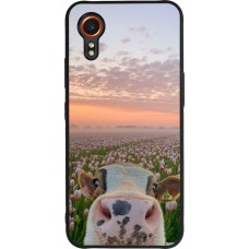 Samsung Galaxy XCover 7 Case Hülle - Silikon schwarz Cow with tulips Spring 2026