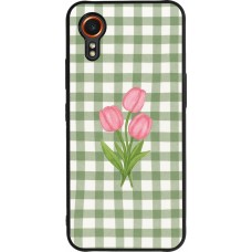 Samsung Galaxy XCover 7 Case Hülle - Silikon schwarz Green vichy tulips Spring 2026