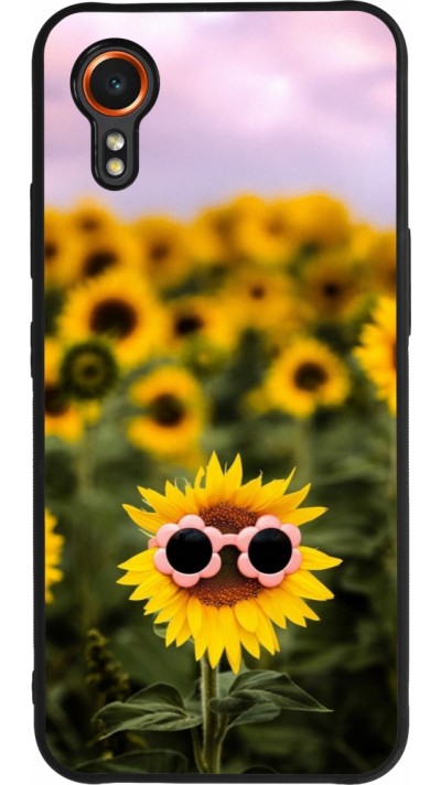 Coque Samsung Galaxy XCover 7 - Silicone rigide noir Sunflower with glasses Spring 2026