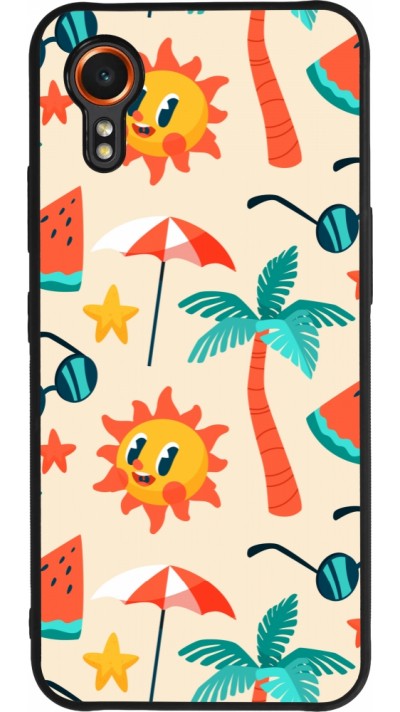 Coque Samsung Galaxy XCover 7 - Silicone rigide noir Summer 2025 Pattern soleil