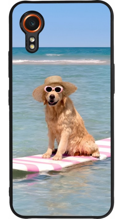 Coque Samsung Galaxy XCover 7 - Silicone rigide noir Summer Dog on Paddle