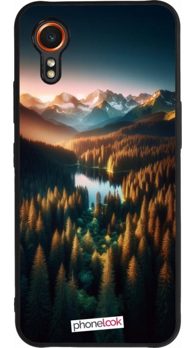 Coque Samsung Galaxy XCover 7 - Silicone rigide noir Sunset Forest Lake