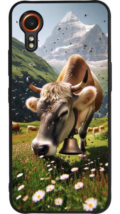 Coque Samsung Galaxy XCover 7 - Silicone rigide noir Vache montagne Valais
