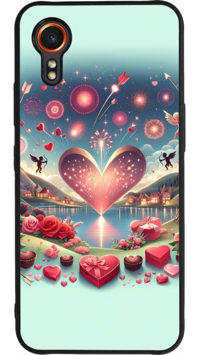 Coque Samsung Galaxy XCover 7 - Silicone rigide noir Valentine 2025 Chic