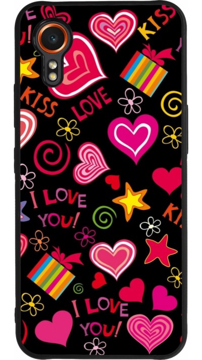 Samsung Galaxy XCover 7 Case Hülle - Silikon schwarz Valentine 2023 love symbols