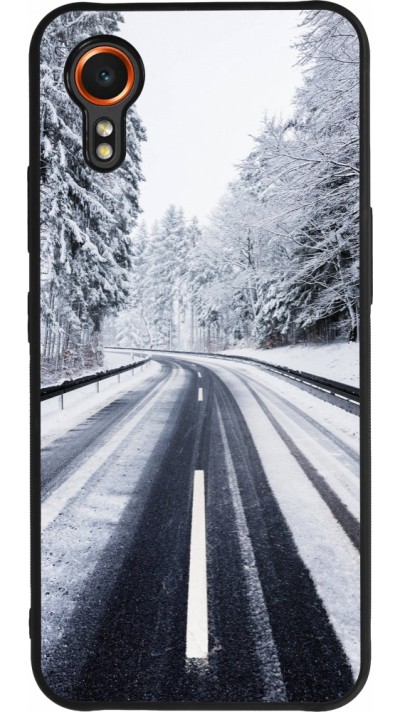 Samsung Galaxy XCover 7 Case Hülle - Silikon schwarz Winter 22 Snowy Road