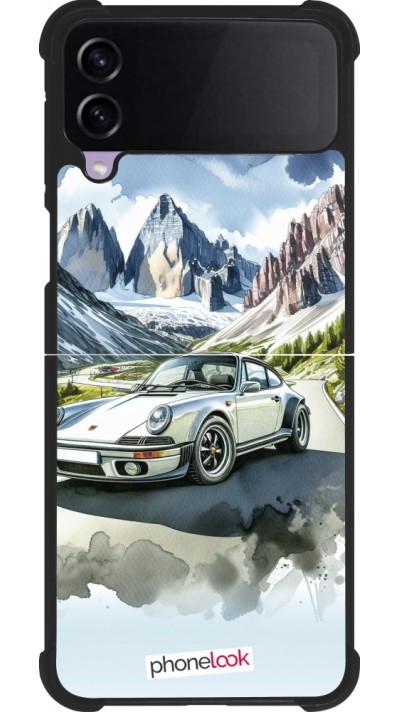 Samsung Galaxy Z Flip3 5G Case Hülle - Silikon schwarz Porsche 911 Berg Aquarell