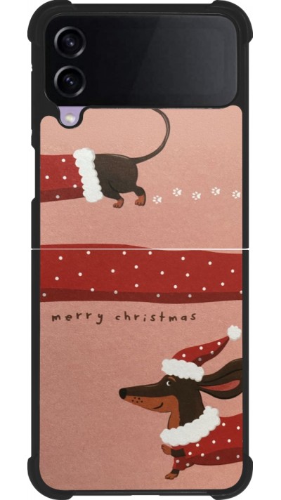 Samsung Galaxy Z Flip3 5G Case Hülle - Silikon schwarz Christmas 25 Teckel Merry Xmas