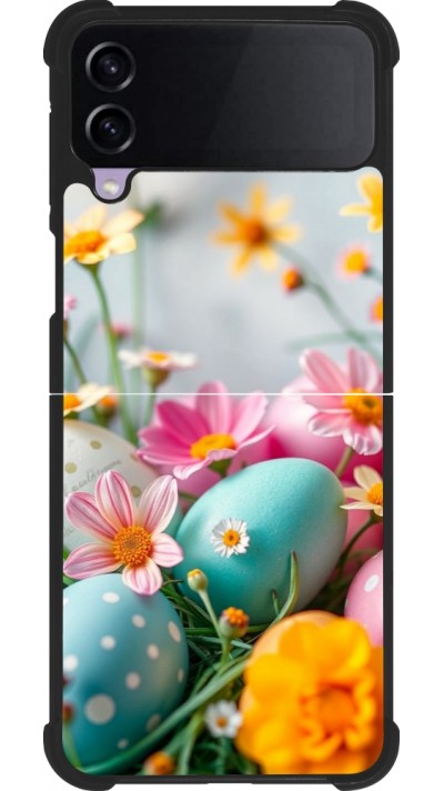 Samsung Galaxy Z Flip3 5G Case Hülle - Silikon schwarz Easter 2026 Eggs with flowers