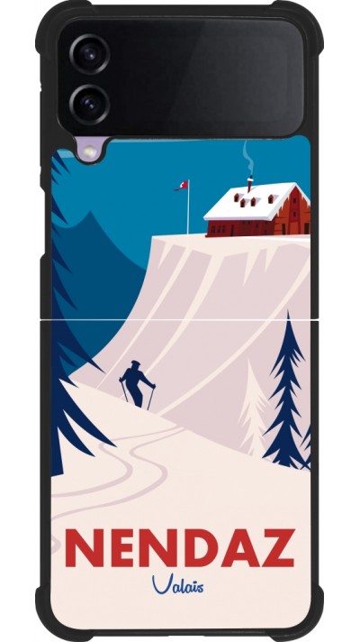 Samsung Galaxy Z Flip3 5G Case Hülle - Silikon schwarz Nendaz Cabane Ski