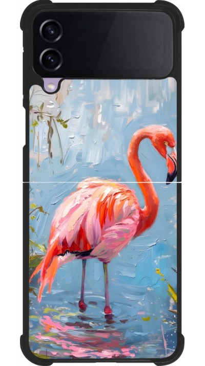 Samsung Galaxy Z Flip3 5G Case Hülle - Silikon schwarz Paint Flamingo