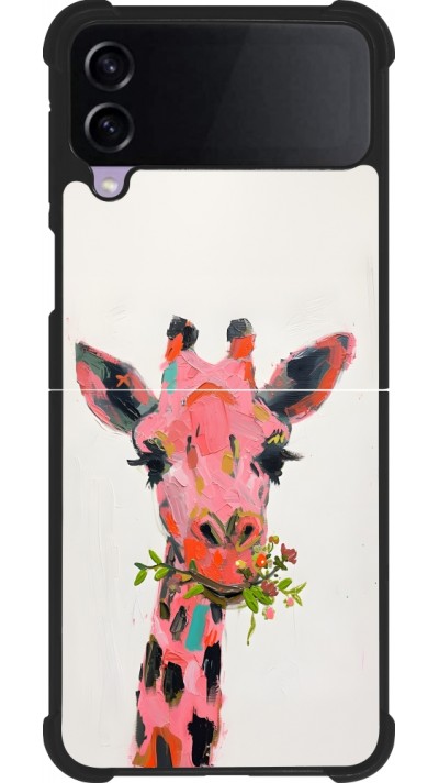 Samsung Galaxy Z Flip3 5G Case Hülle - Silikon schwarz Pink Girafe Paint
