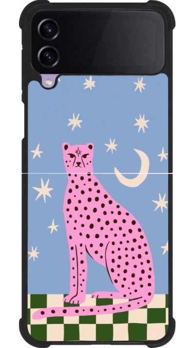 Samsung Galaxy Z Flip3 5G Case Hülle - Silikon schwarz Pink leopard with stars 2026