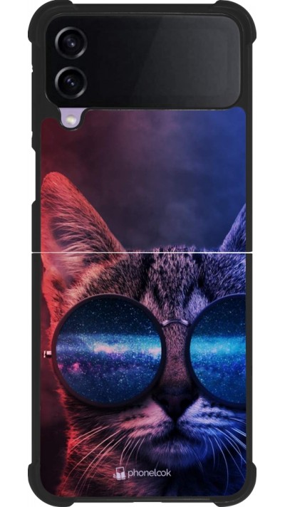Samsung Galaxy Z Flip3 5G Case Hülle - Silikon schwarz Red Blue Cat Glasses