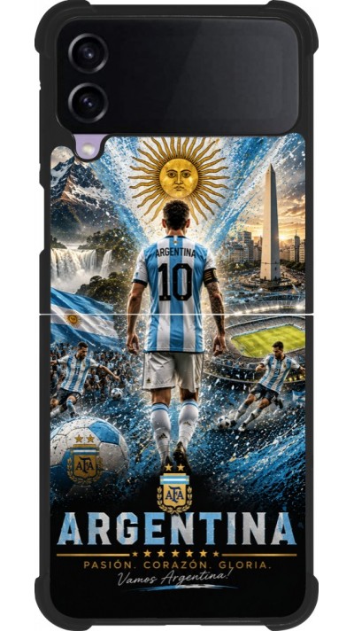 Samsung Galaxy Z Flip3 5G Case Hülle - Silikon schwarz Fussball Argentinien splash 2026