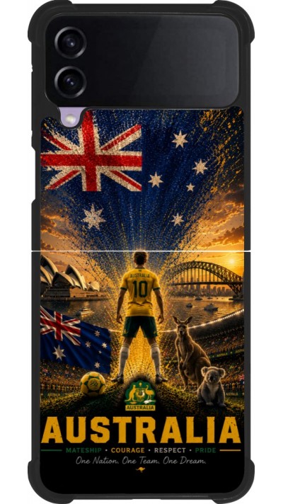 Samsung Galaxy Z Flip3 5G Case Hülle - Silikon schwarz Fussball Australien splash 2026