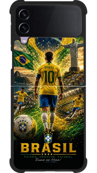 Samsung Galaxy Z Flip3 5G Case Hülle - Silikon schwarz Fussball Brasilien splash 2026