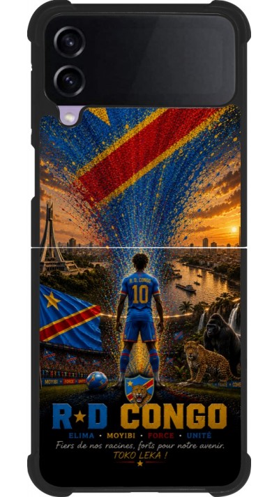 Samsung Galaxy Z Flip3 5G Case Hülle - Silikon schwarz Fussball Demokratische Republik Kongo splash 2026