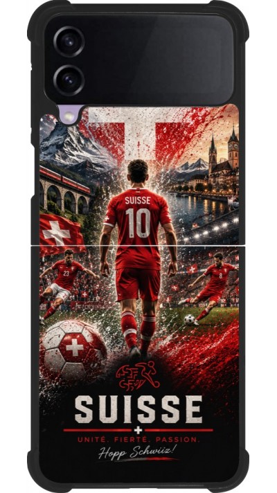 Samsung Galaxy Z Flip3 5G Case Hülle - Silikon schwarz Fussball Suisse splash 2026