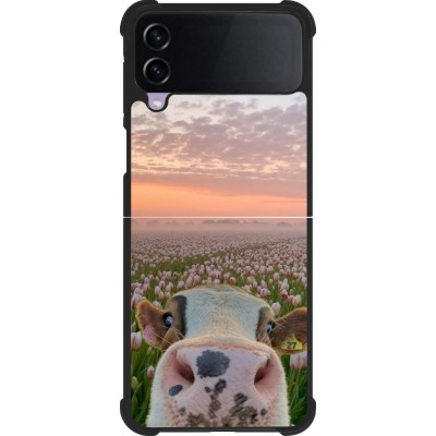 Samsung Galaxy Z Flip3 5G Case Hülle - Silikon schwarz Cow with tulips Spring 2026