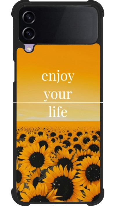 Coque Samsung Galaxy Z Flip3 5G - Silicone rigide noir Summer 2026 Enjoy your life