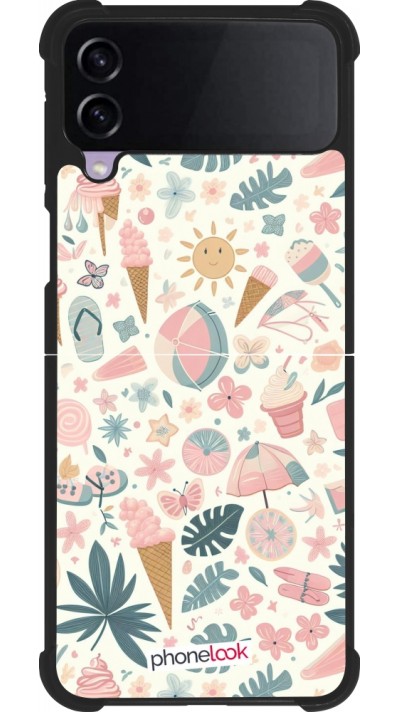 Samsung Galaxy Z Flip3 5G Case Hülle - Silikon schwarz Sommer Pink Muster