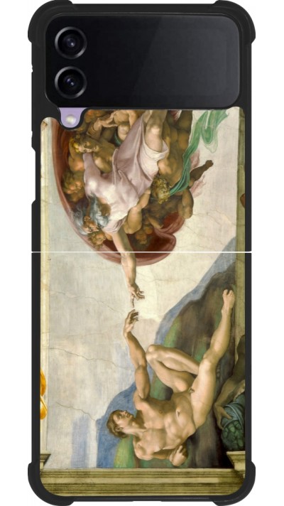 Samsung Galaxy Z Flip3 5G Case Hülle - Silikon schwarz Kunstbild - Die Erschaffung Adams - Michelangelo