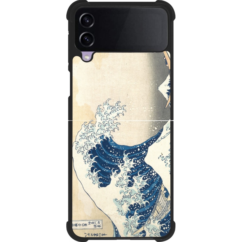 Samsung Galaxy Z Flip3 5G Case Hülle - Silikon schwarz Kunstbild - Die große Welle vor Kanagawa - Hokusai