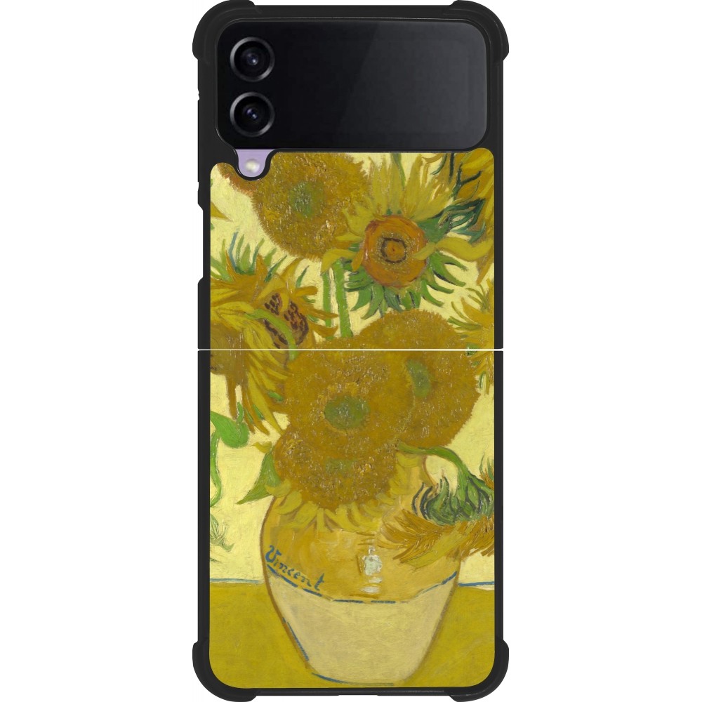 Samsung Galaxy Z Flip3 5G Case Hülle - Silikon schwarz Kunstbild - Sonnenblumen  - Van Gogh