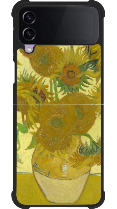 Samsung Galaxy Z Flip3 5G Case Hülle - Silikon schwarz Kunstbild - Sonnenblumen  - Van Gogh