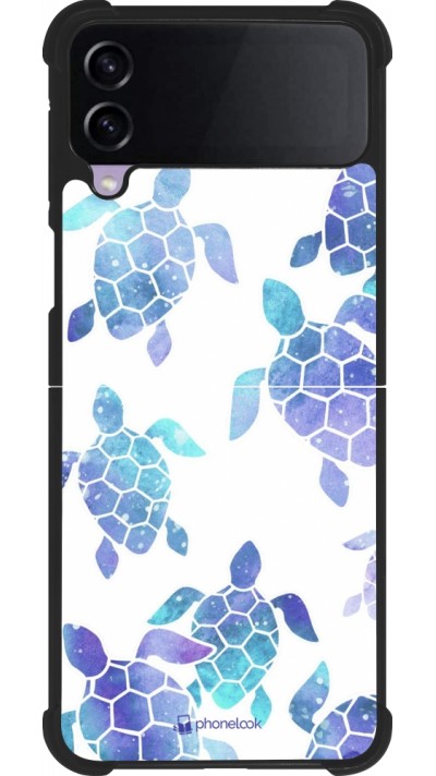 Samsung Galaxy Z Flip3 5G Case Hülle - Silikon schwarz Turtles pattern watercolor