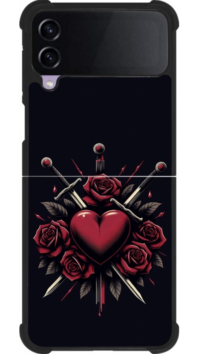 Samsung Galaxy Z Flip3 5G Case Hülle - Silikon schwarz Valentine 2024 gothic love