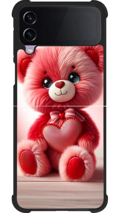 Samsung Galaxy Z Flip3 5G Case Hülle - Silikon schwarz Valentin 2024 Rosaroter Teddybär